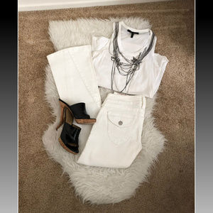 TRUE RELIGION low rise white jeans Flare Leg